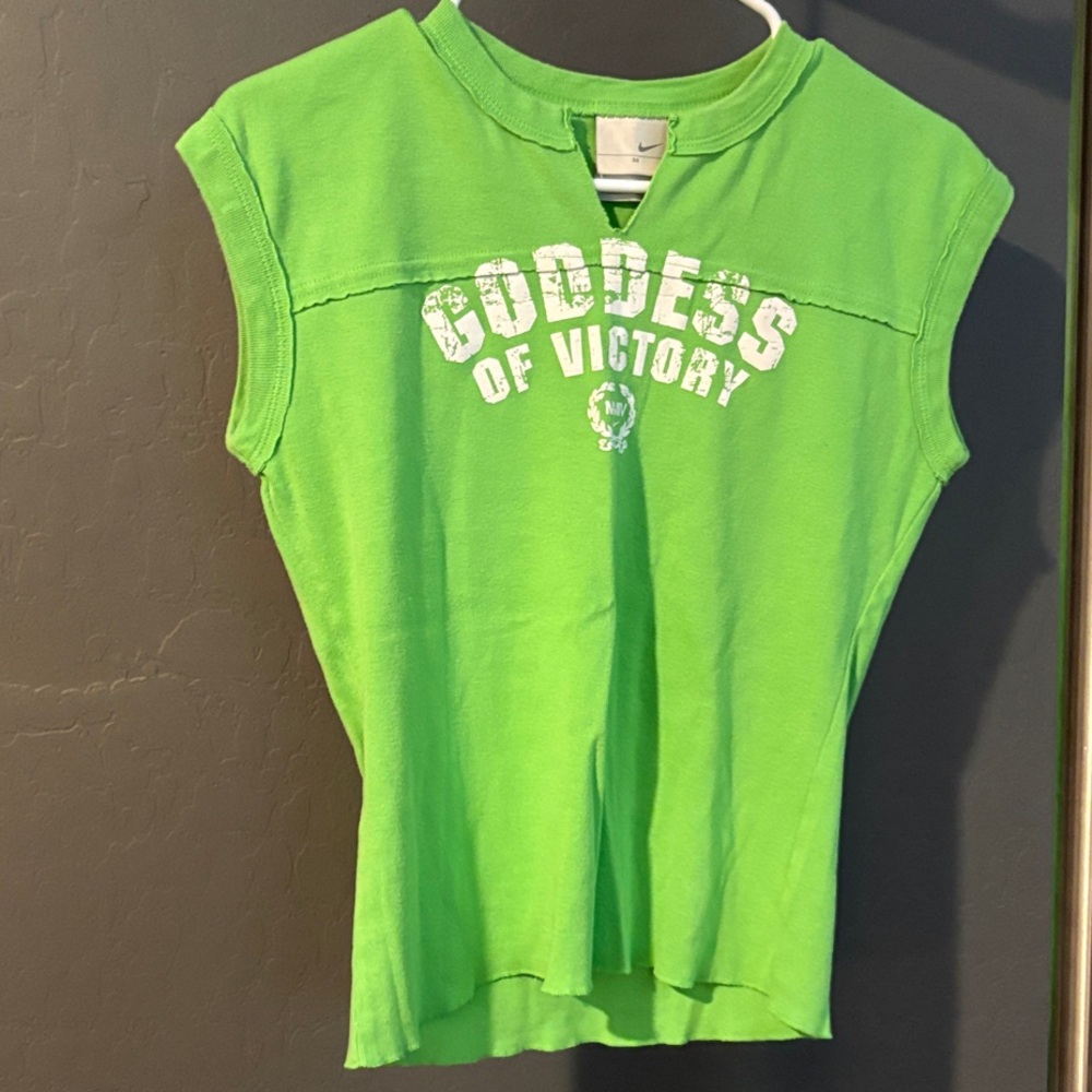 Nike Goddess of Victory Bright Green Crew Neck Top